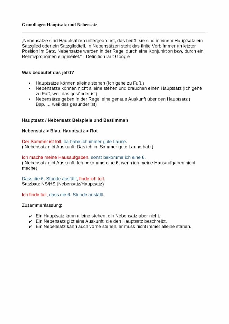 Know Grundlagen Hauptsatz / Nebensatz thumbnail