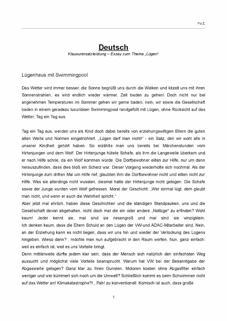 Know Essay über das Thema "Lügen" thumbnail