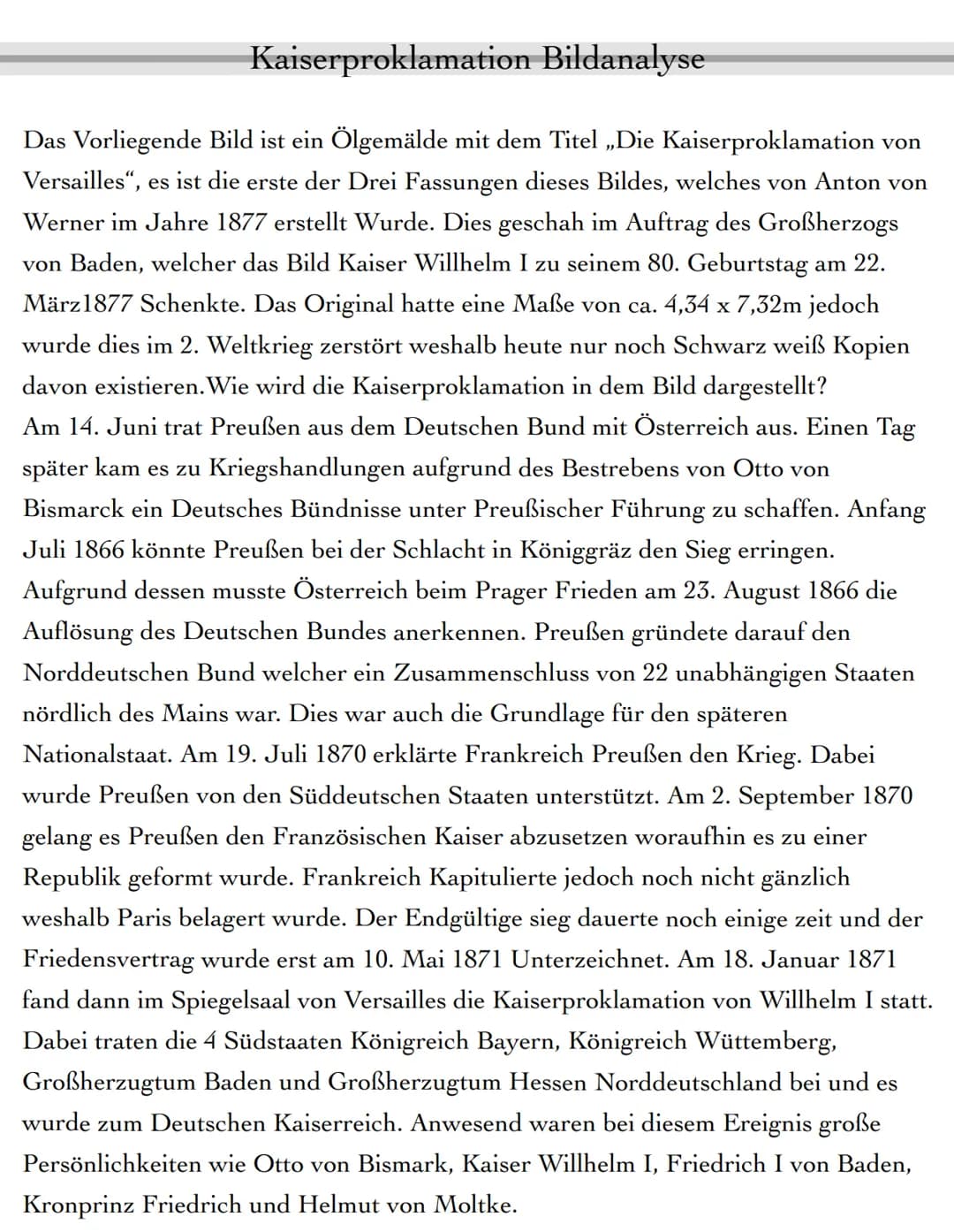Kaiser Willhelm I
Friedrich I von Bade
Kaiserproklamation Bildanalyse
Kronprinz Friedrich
Fürst Otto von Bismark
SHACHA
Helmut von Moltke Ka