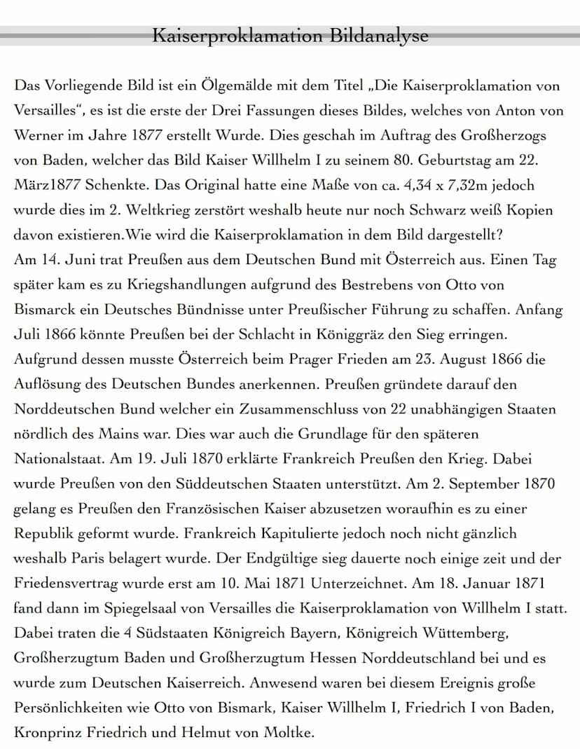 Kaiser Willhelm I
Friedrich I von Bade
Kaiserproklamation Bildanalyse
Kronprinz Friedrich
Fürst Otto von Bismark
SHACHA
Helmut von Moltke Ka