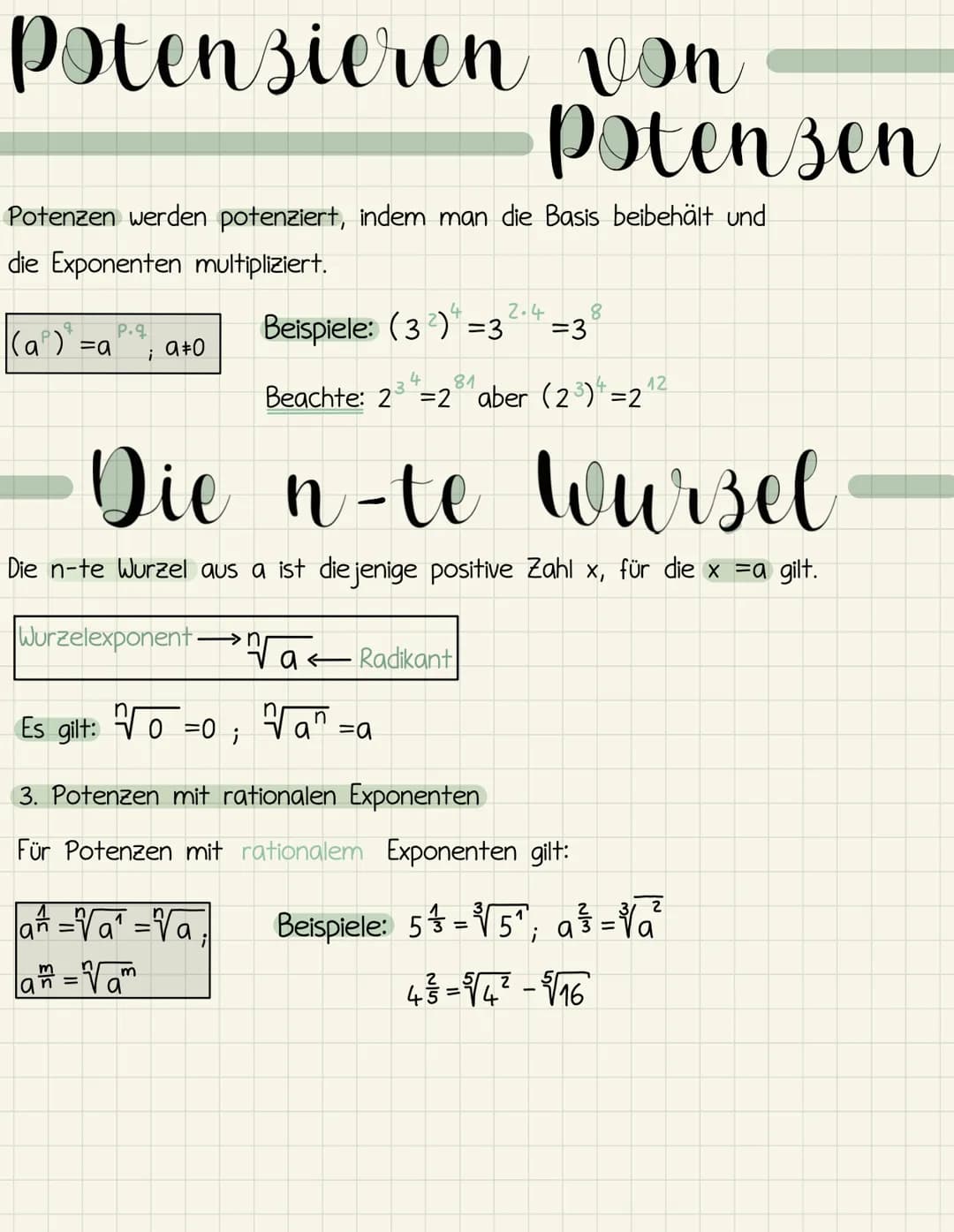 
<p>Die Potenzgesetze sind Regeln, die bei der Multiplikation, Division, Addition und Subtraktion von Potenzen angewendet werden. Sie erleic