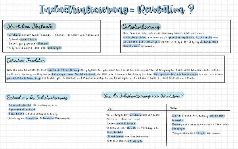 Definition Industrialisierung
= Übergang von Agrar- zur Industriegesellschaft Ende 18.
Jhd bzw tiefgreifende Umgestaltung der Arbeits- und
S