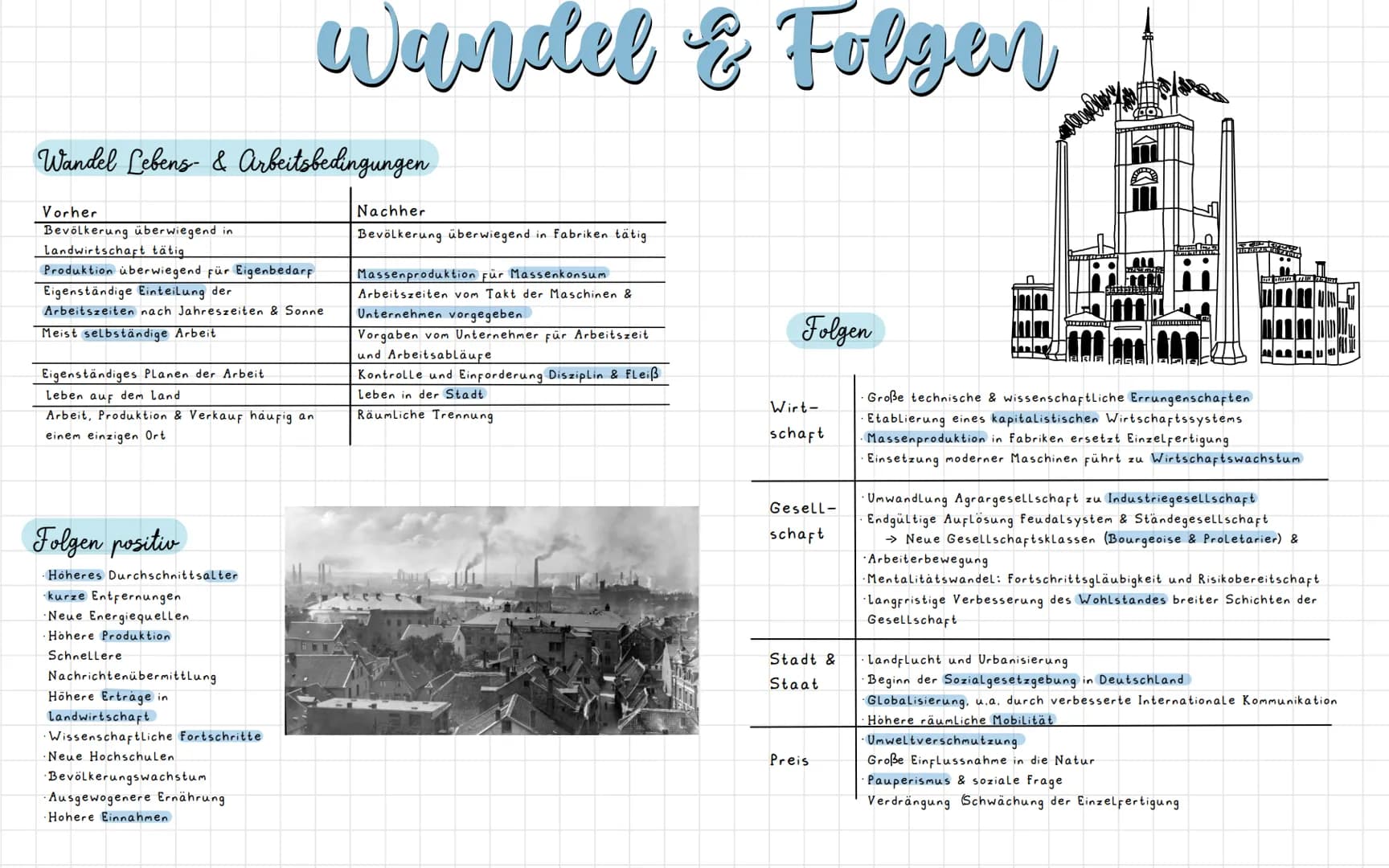Definition Industrialisierung
= Übergang von Agrar- zur Industriegesellschaft Ende 18.
Jhd bzw tiefgreifende Umgestaltung der Arbeits- und
S