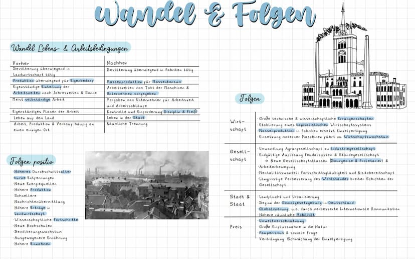 Definition Industrialisierung
= Übergang von Agrar- zur Industriegesellschaft Ende 18.
Jhd bzw tiefgreifende Umgestaltung der Arbeits- und
S