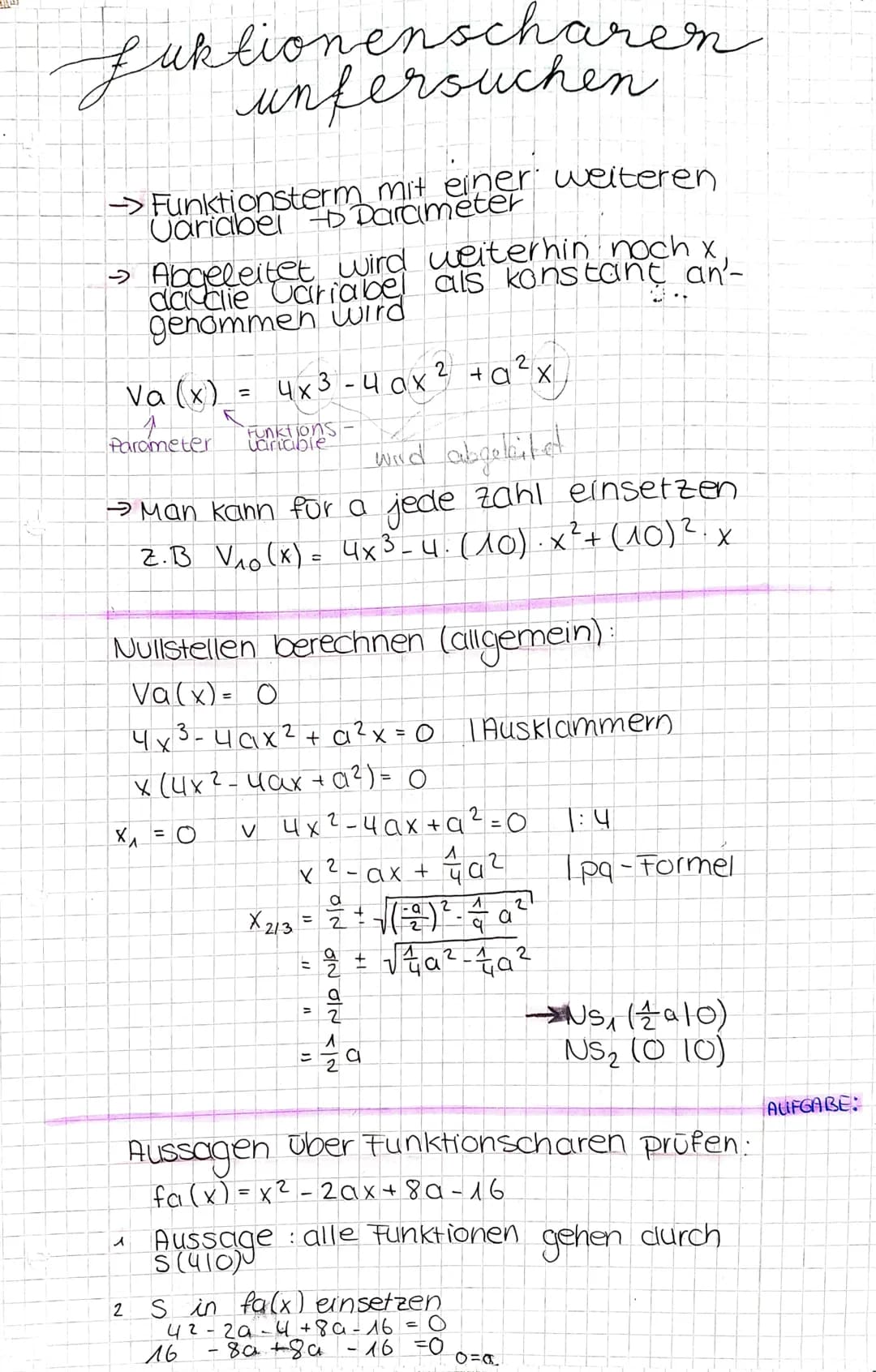 Suktionenscharen
unfersuchen
→Funktionsterm mit einer weiteren
Variabel D Parameter
X
→ Abgeleitet wird weiterhin noch
da clie Variabel als 