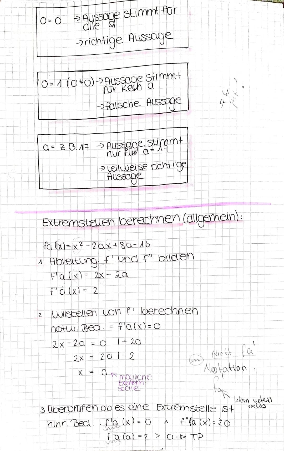 Suktionenscharen
unfersuchen
→Funktionsterm mit einer weiteren
Variabel D Parameter
X
→ Abgeleitet wird weiterhin noch
da clie Variabel als 