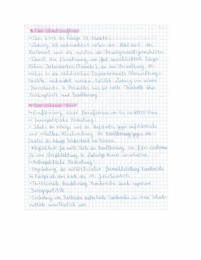 Die vier Säulen der absolutistischen Macht"
1. Die höfische Gesellschaft.
1> Ludwig XIV will Hristokratie (Adelsherrschaft in
absolute Monar