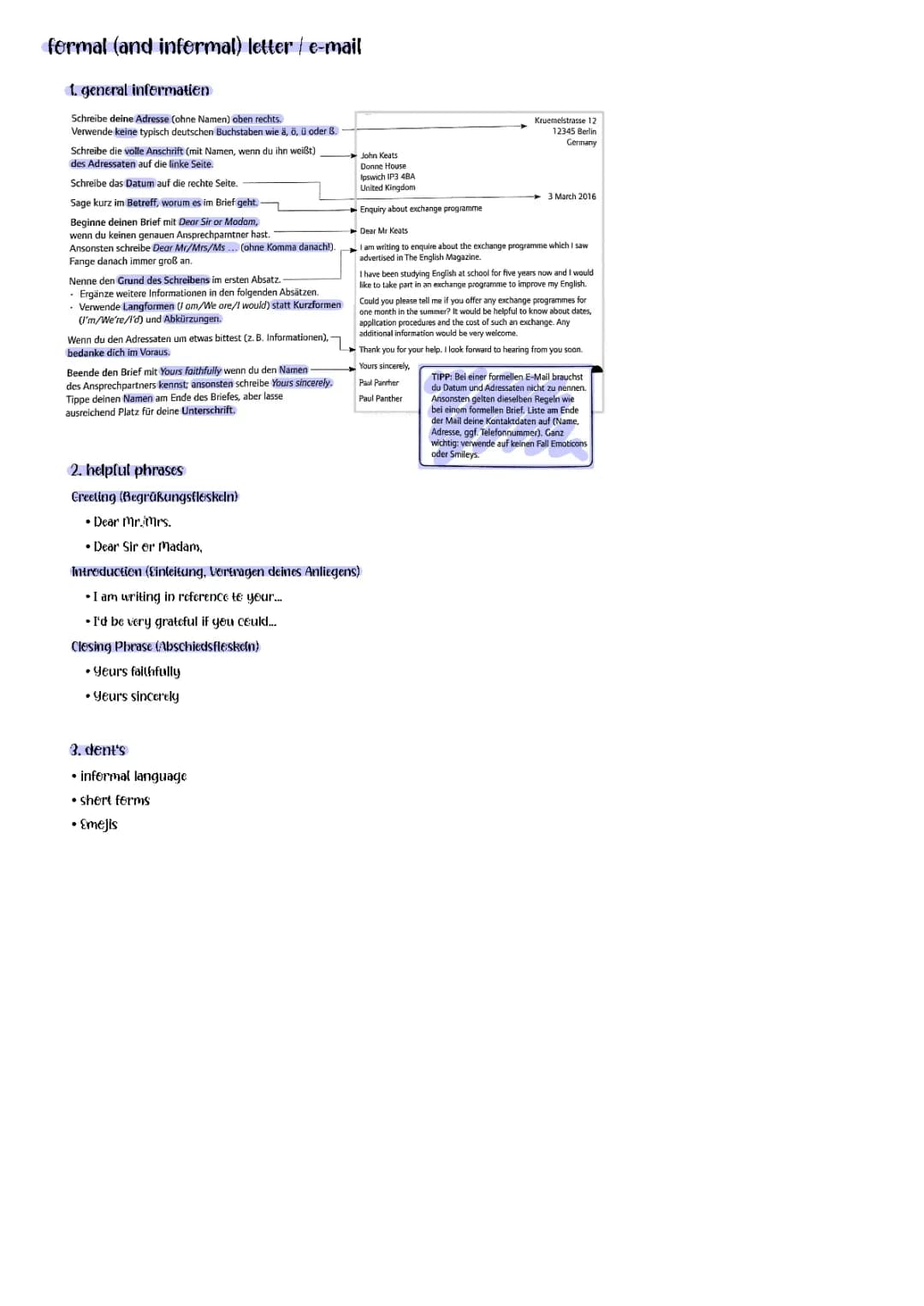formal letter or email
