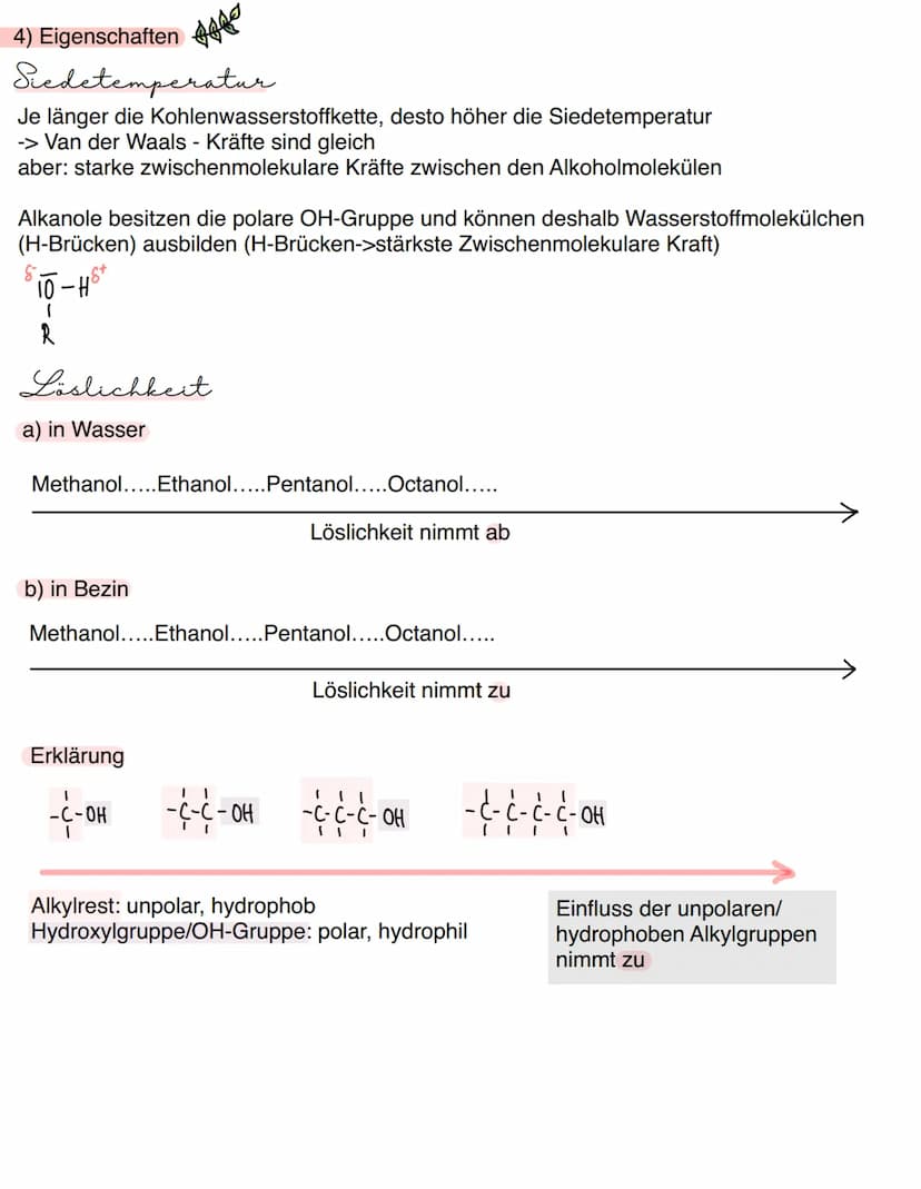 Alkanale 1 Alkohole
1) homologe Reihe
Methanol C₂H₂O/C₂H₂OH
Ethanol
C₂H6O / C₂HOH
Propanol C₂H₂O
Butanol
C₂H₂O
Pentanol CHO
Hexanol
CHO
Hept