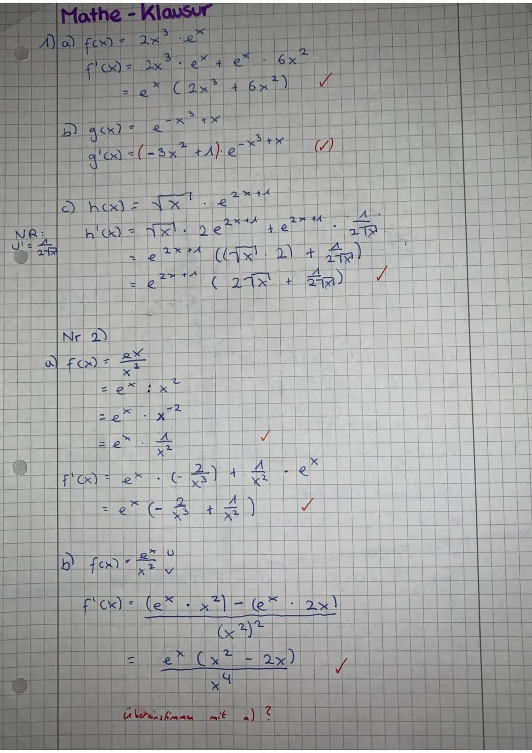 E-Phase
Datum: 16.06.2021
Aufgabe 2
e
Gegeben ist die Funktion f(x) =
Freiwillige Probeklausur
Name: Fatoş Güclü
Aufgabe 1
Bestimmen Sie jew