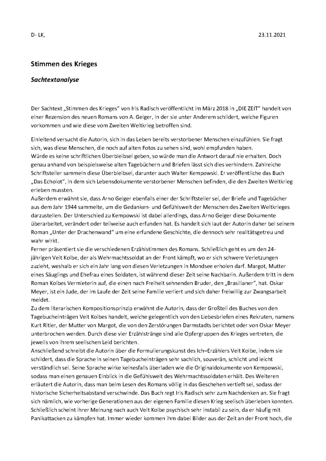 Unter der Drachenwand Analyse: Klausur PDF, Kapitel 1, Zusammenfassung & Wichtige Textstellen