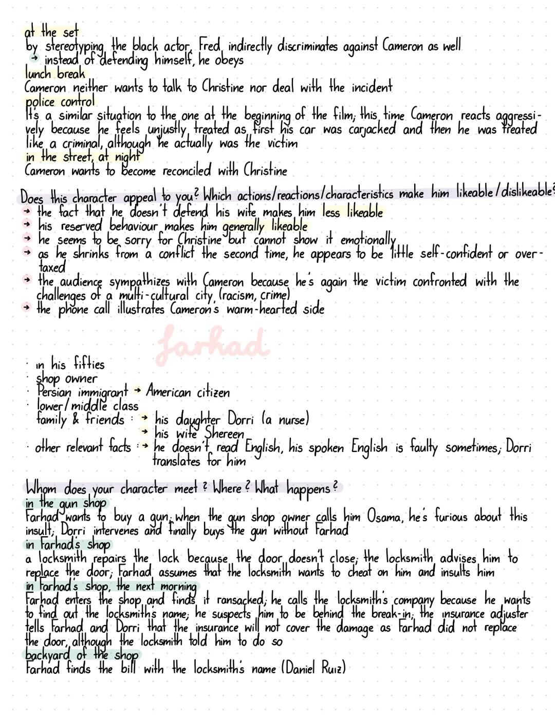 L.A. CRASH
middle age (around 40)
LAPD police officer
white (Caucasian)
· family & friends → father (his dad is ill)
→>
single
→
experienced