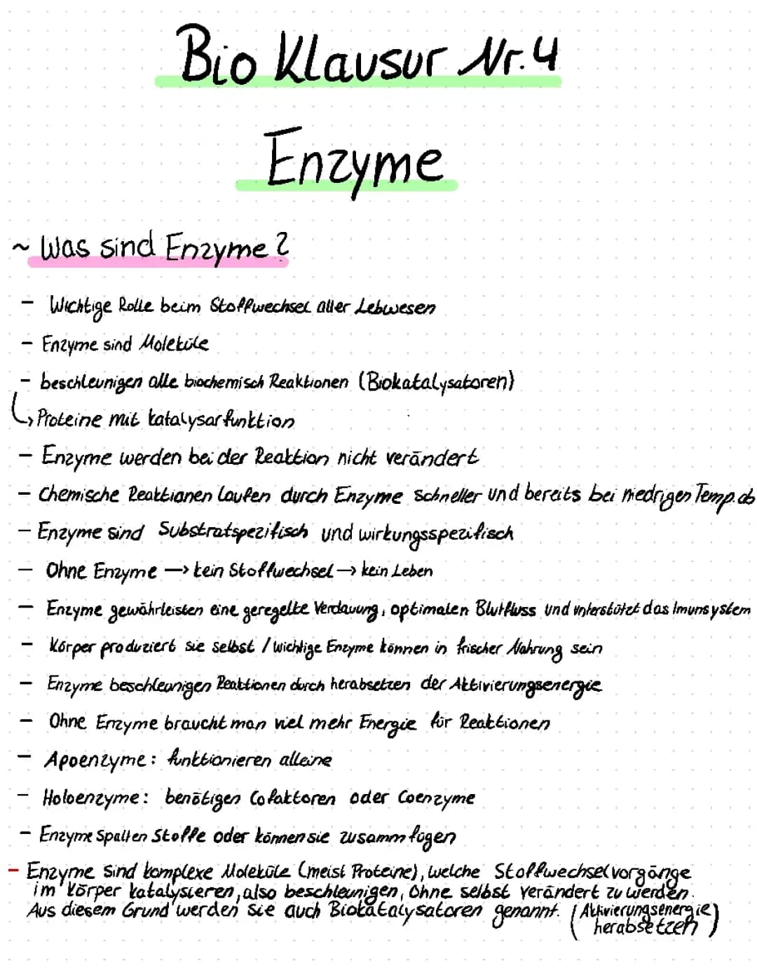 Enzyme (Aufbau und Schlüssel-Schloss-Prinzip)