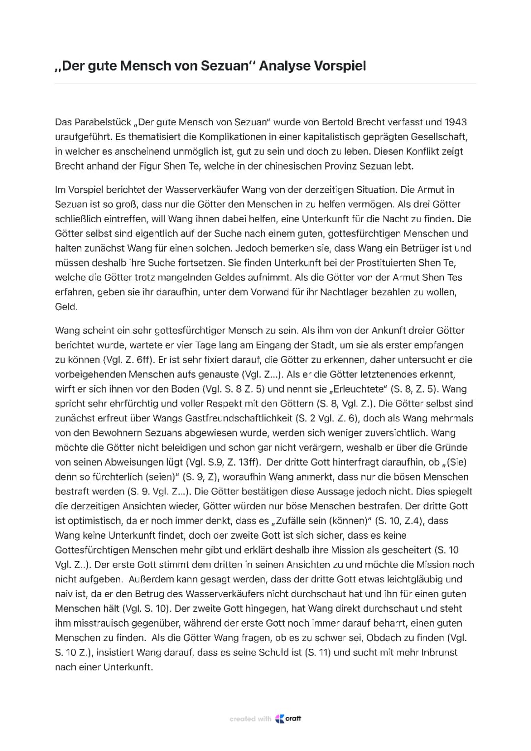 Analyse des Vorspiels aus ,,Der gute Mensch von Sezuan‘‘