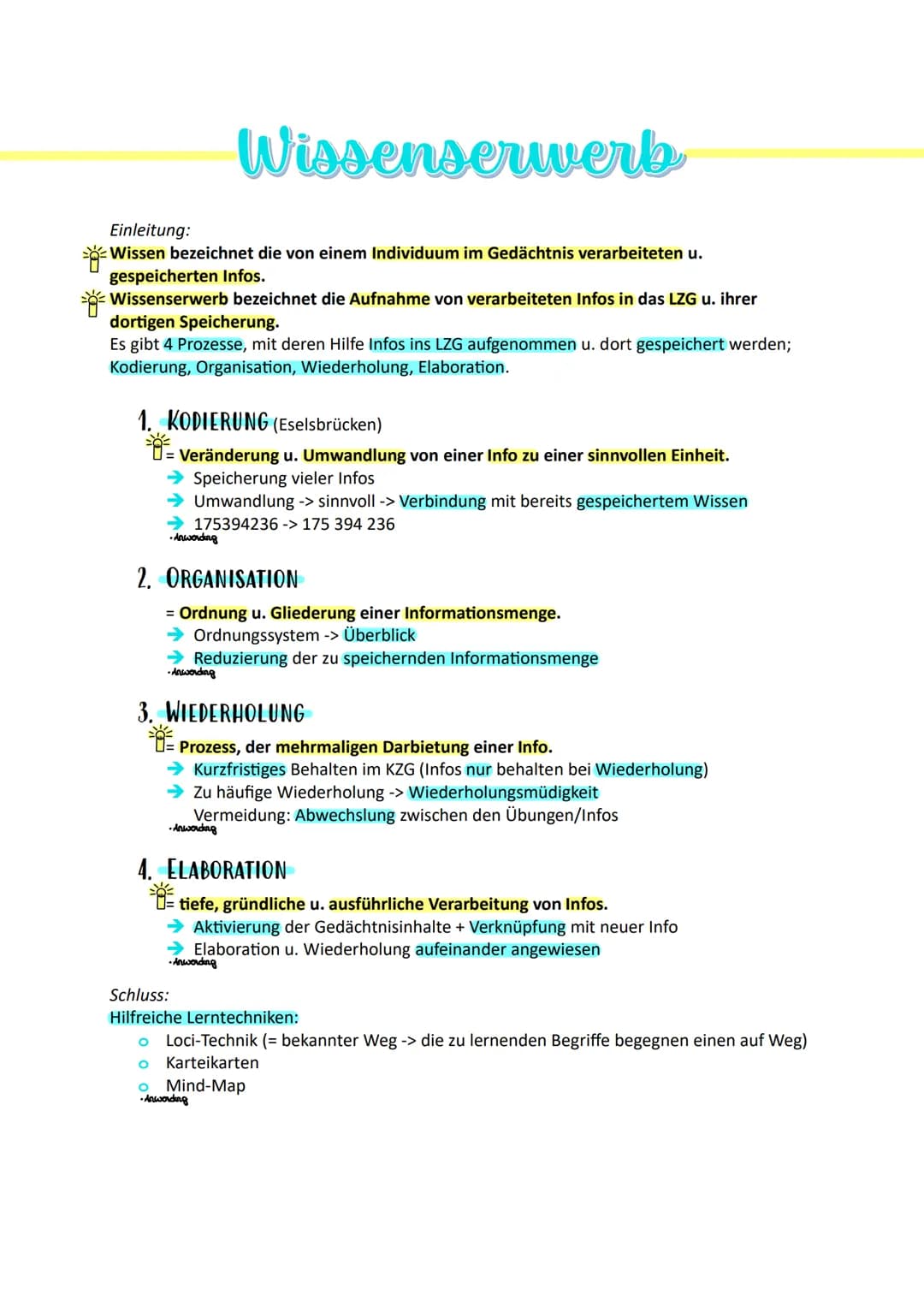 FACHABITUR Wahrnehmung
Wahrnehmung
= der Prozess u. das Ergebnis der Informationsgewinnung u. -verarbeitung von Reizen aus
der Umwelt u. dem