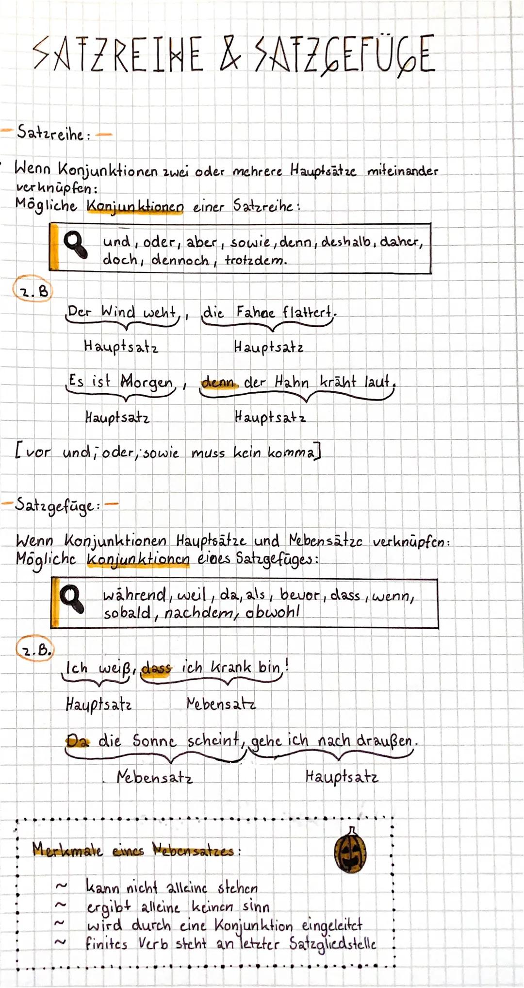 # SATZREIHE & SATZGEFÜGE

Satzreihe:
- Wenn Konjunktionen zwei oder mehrere Hauptsätze miteinander
verknüpfen:
Môgliche Konjunktionen einer 