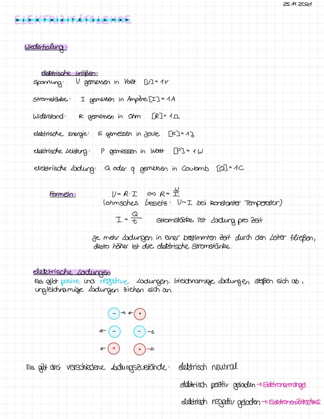 ELEK TRIZITAT SZE
Wiederholung
elektrische Größen:
Widerstand:
Spannung:
Stromstärke: I gemessen in Ampère [1] =1A
R gemessen in Ohm
[R] = 1