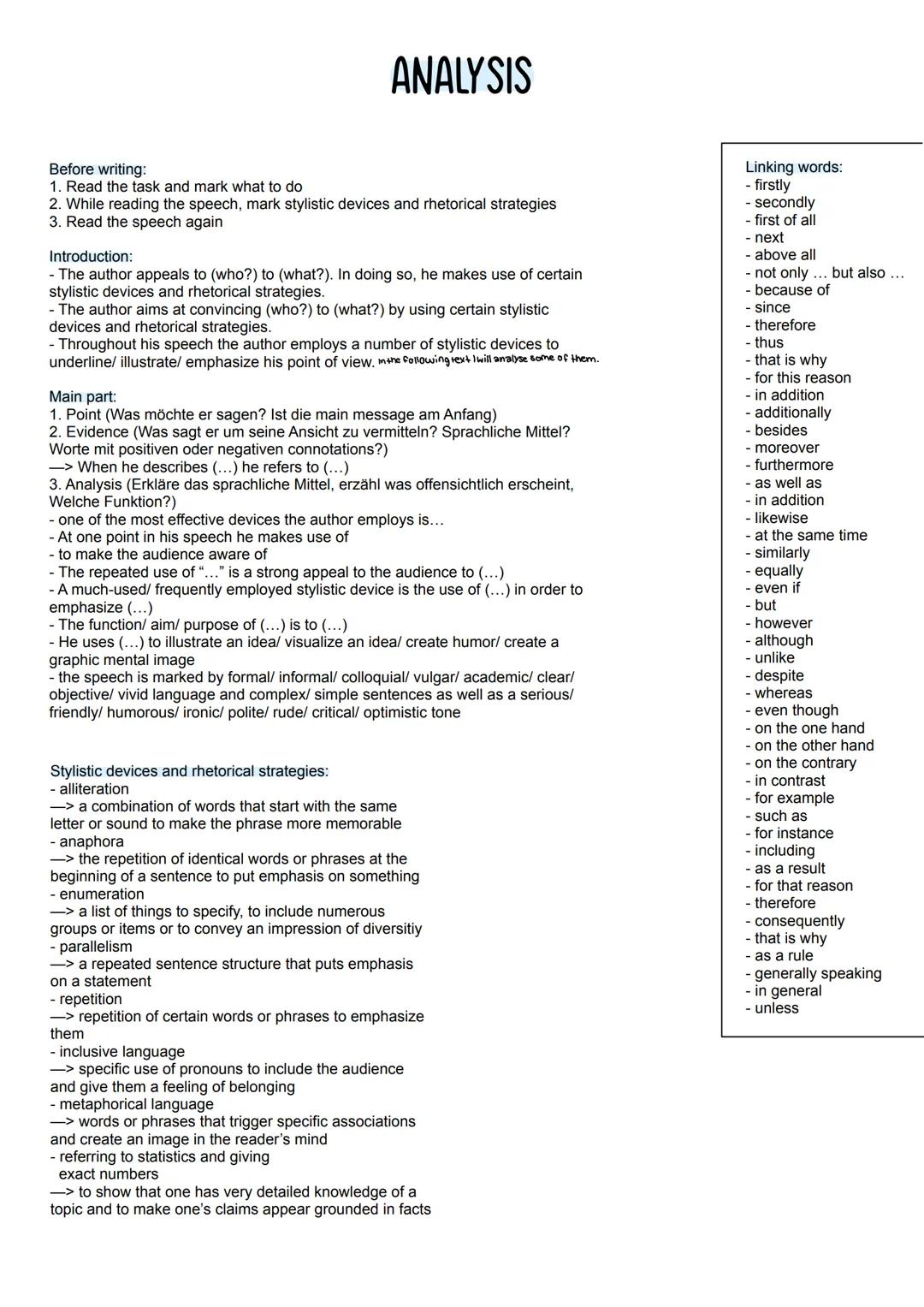 Englisch speech analysis