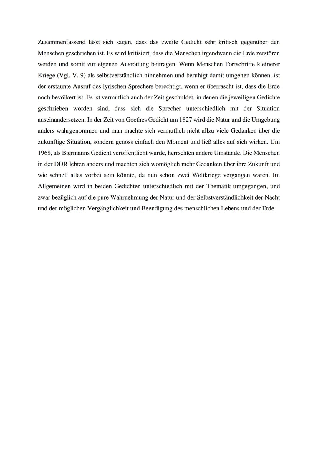 1. Klausur Deutsch -
- Textvergleich
In dem Gedicht ,,Dämmrung senkte sich von oben" von Johann Wolfgang von Goethe aus dem
Jahre 1827 geht 