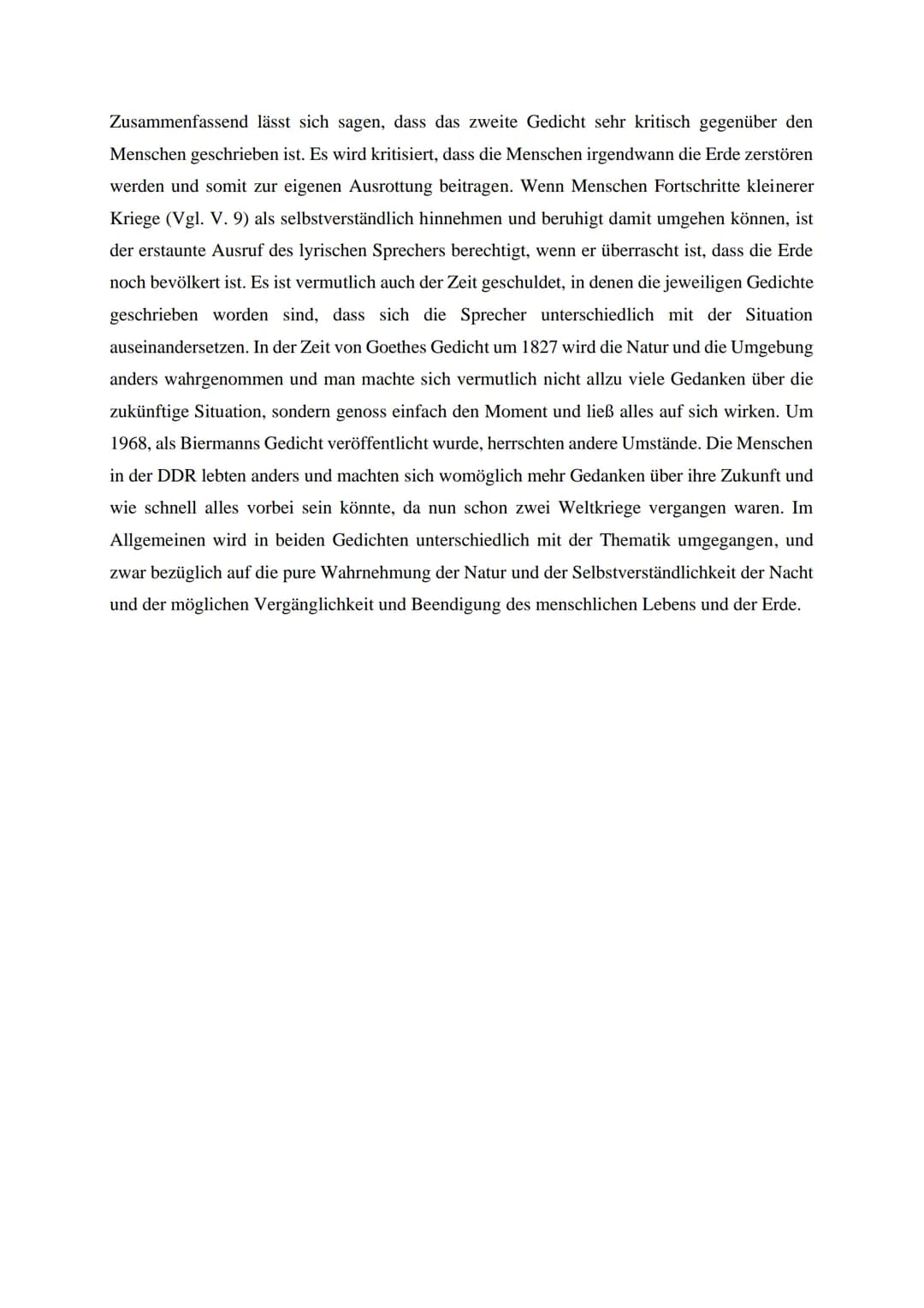 1. Klausur Deutsch -
- Textvergleich
In dem Gedicht ,,Dämmrung senkte sich von oben" von Johann Wolfgang von Goethe aus dem
Jahre 1827 geht 