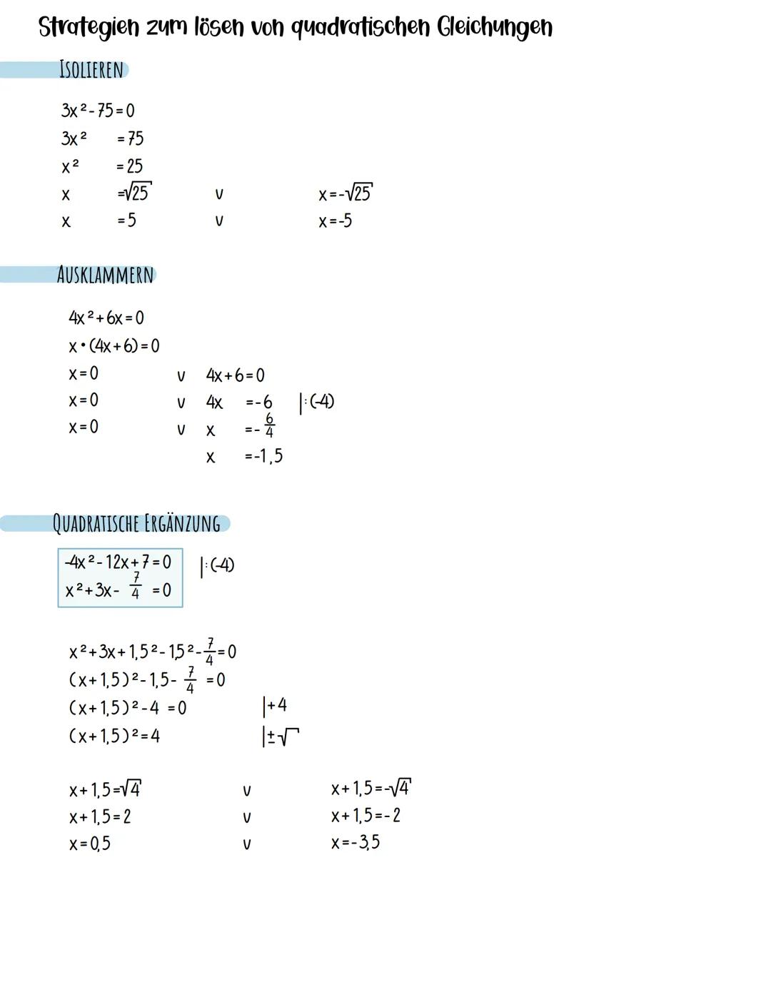 Funktionen und Gleichungen
LINEARE GERADEN
QUADRATISCHE PARABELN
foo=m*x+b
Steigung
/f(x)=3x-1
3x-1=0
3x
= 1
X
= 1/3
NULLSTELLEN BESTIMMEN-
