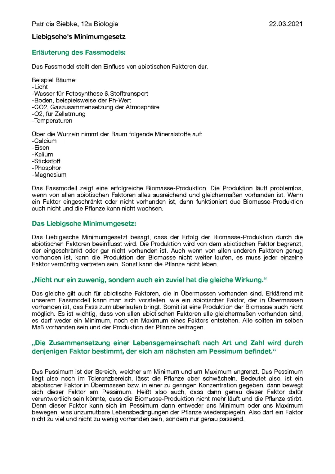 Liebigs Minimumgesetz und Minimumfaktor: Einfach erklärt