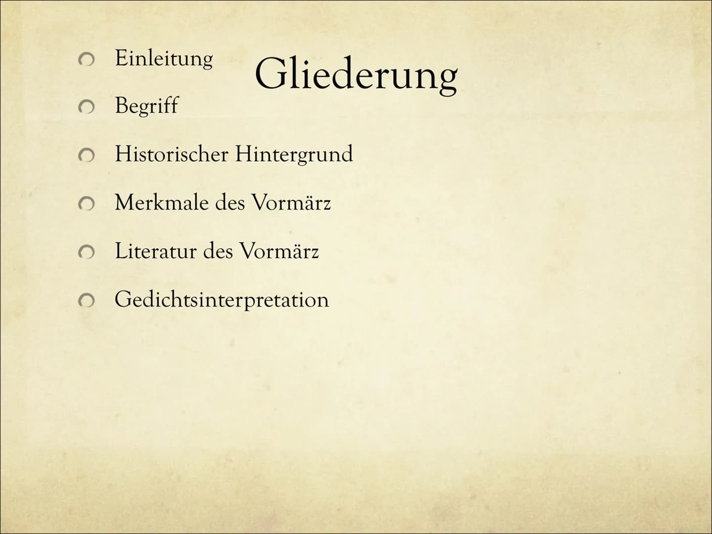 Epoche- Vormärz
Luk Bartsch, GFS Deutsch, 04. Februar 2019 Einleitung Gliederung
O Begriff
o Historischer Hintergrund
O Merkmale des Vormärz