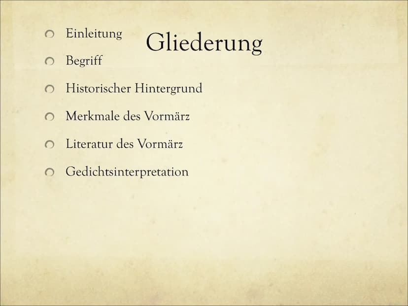 Epoche- Vormärz
Luk Bartsch, GFS Deutsch, 04. Februar 2019 Einleitung Gliederung
O Begriff
o Historischer Hintergrund
O Merkmale des Vormärz