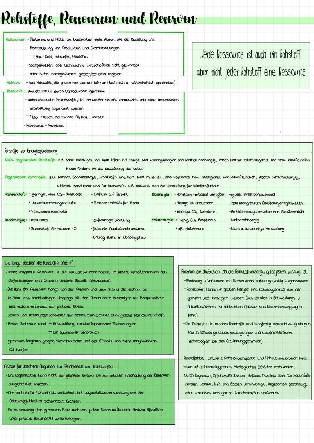 Rohstoffe, Ressourcen und Reserven
Ressourcen: -Bestände und Mittel, die bestimmten Ziele dienen, wie der Erstellung und
Bereitstellung von 