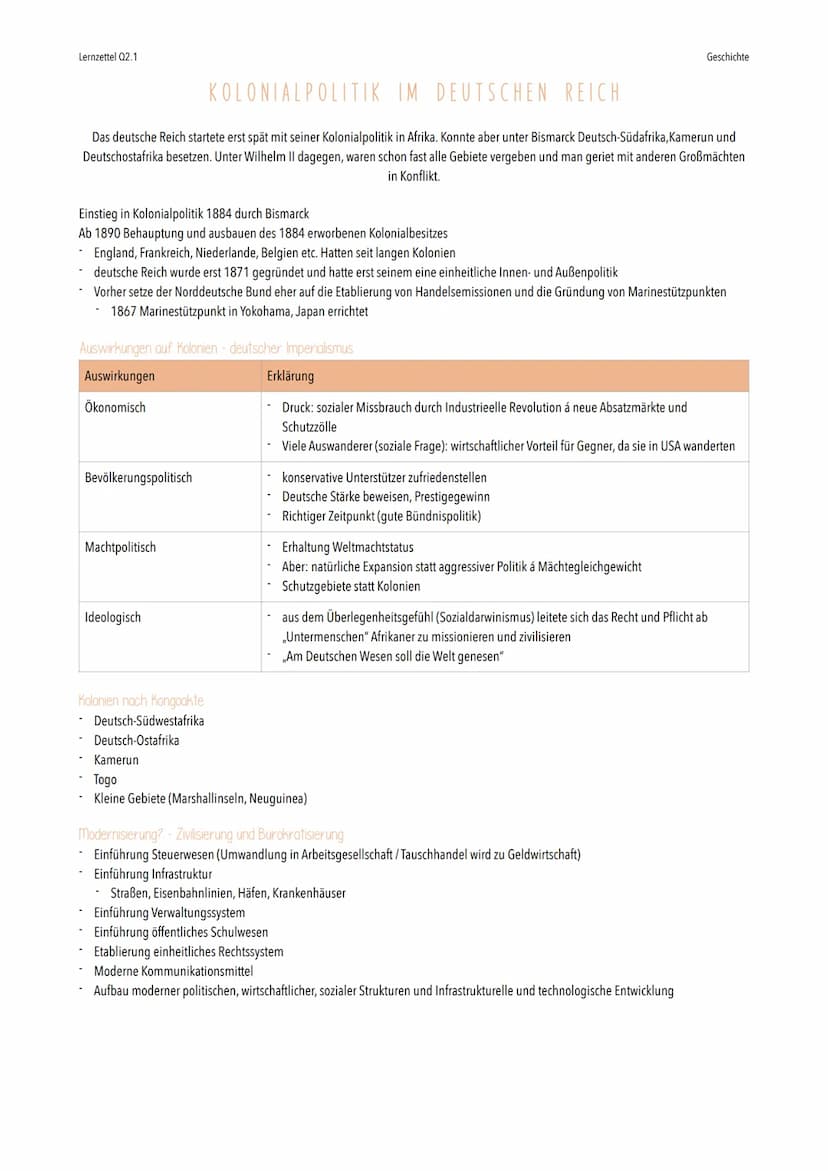 Lernzettel Q2.1
REGIERUNGSWANDEL UNTER WILHELM II
Hintergrund
-1888 wird Wilhelm II Kaiser
Folgende Entlassung Bismarcks (gegenteilige Inter