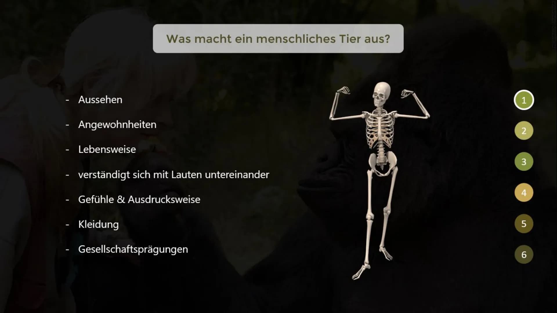 Inwiefern unterscheiden sich menschliche Tiere
von nicht-menschlichen Tieren?
THE GORILLA FOUNDATION 1
2
Gliederung
Was macht ein menschlich