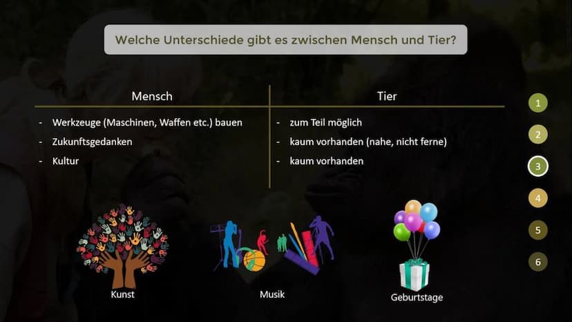 Inwiefern unterscheiden sich menschliche Tiere
von nicht-menschlichen Tieren?
THE GORILLA FOUNDATION 1
2
Gliederung
Was macht ein menschlich