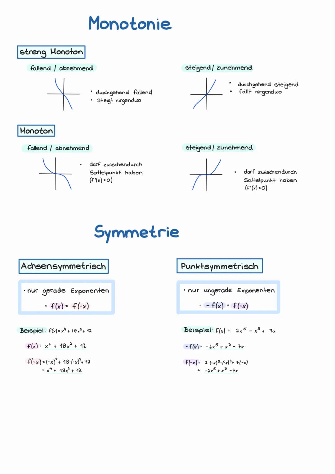 Lernbuch
Ganzrationale Funktionen ●
Ableitungen
Ableitung bilden
f(x) = x² → f'(x) = n・x'
n
Beispiele
Exponent nach vorne und mit Faktor vor
