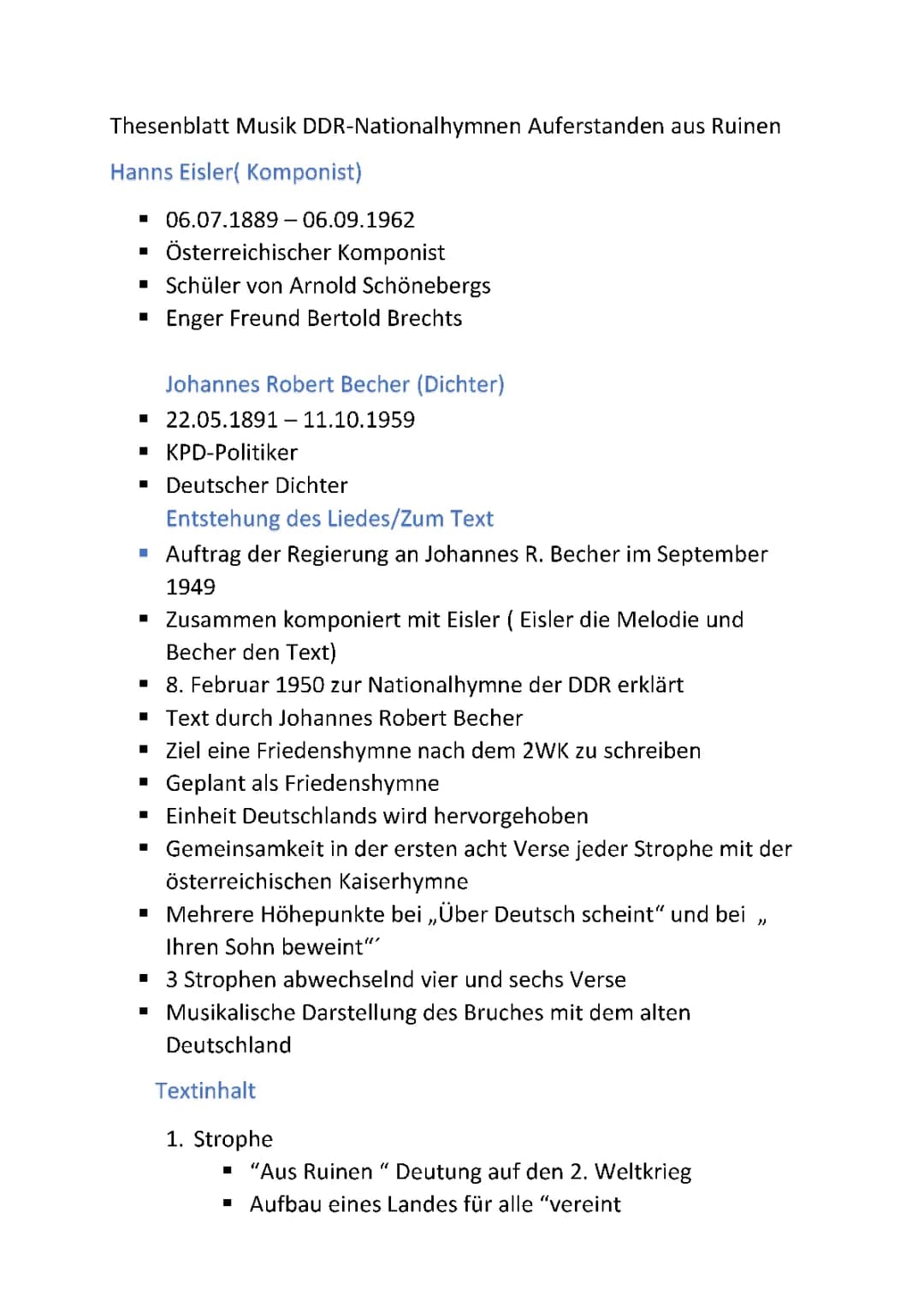 DDR Nationalhymne: Analyse, Verbotene Strophe & mehr (PDF)