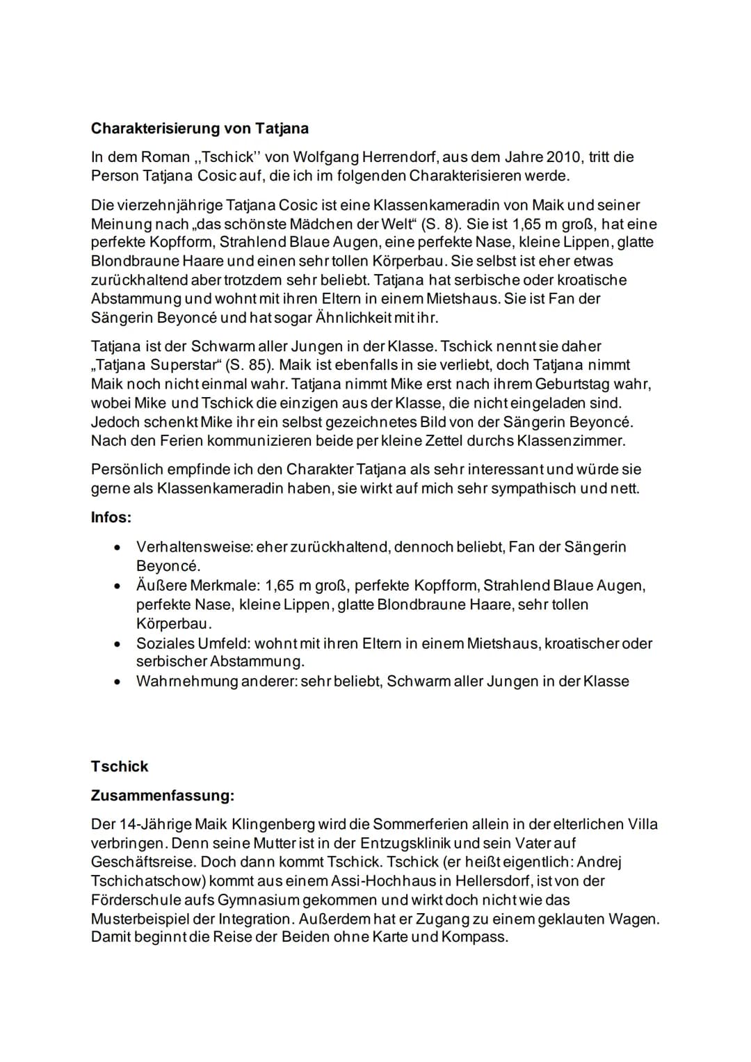 Charakterisierung von Maik Klingenberg
In dem Roman ,,Tschick" von Wolfgang Herrendorf, aus dem Jahre 2010, tritt die
Person Maik Klingenber