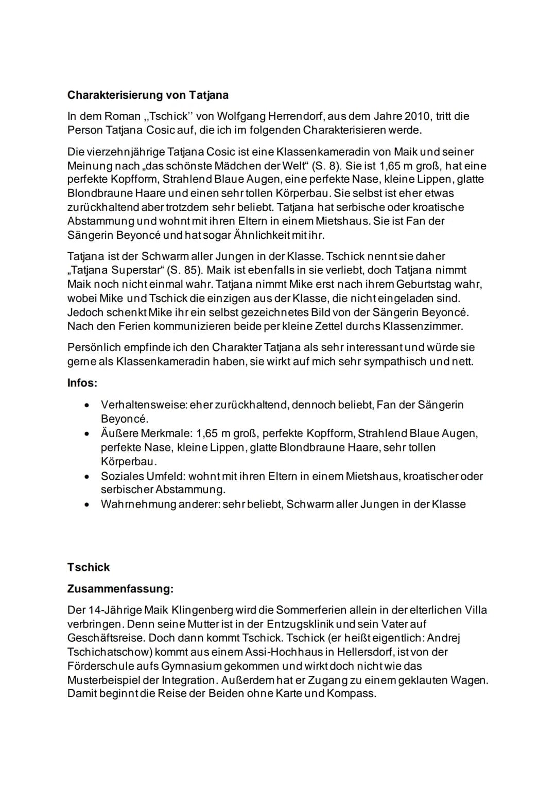 Tschick und Maik Charakterisierung: Aussehen, Hobbys und Zusammenfassung
