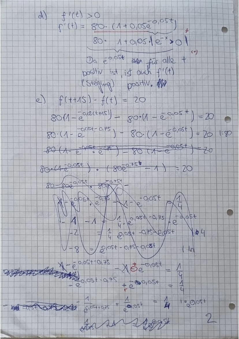 Mathe LK 11.1
Name: Deniz A.
Klausur Nr. 2
Aufgabe 1 (3 Punkte)
Bestimme jeweils die Funktionsgleichung von f'.
a) f(x) = ²x-4
b) f(x) = (e³