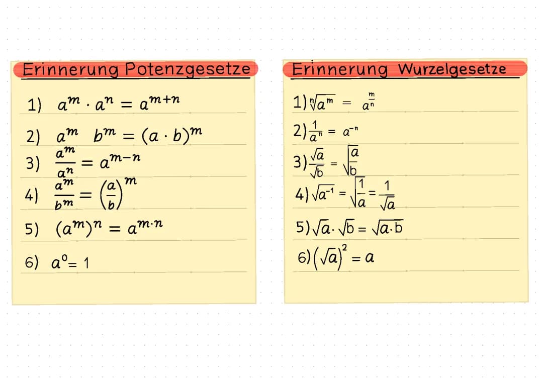Potenz und Wuzelgesetze 