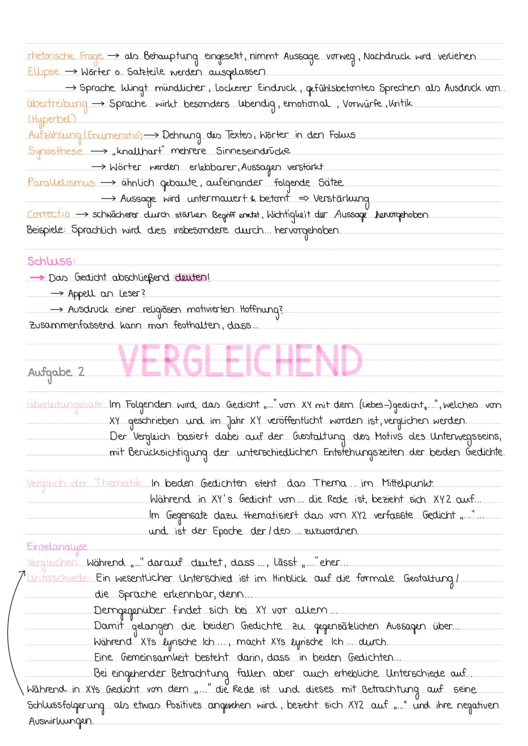 GEDICHTSANALYSE
Aufgabe 1
Einleitung
Einleitungssatz: Das Gedicht „(Titel)", welches von (Autor) verfasst und im Jahr (Erscheinungsjahr)
ver