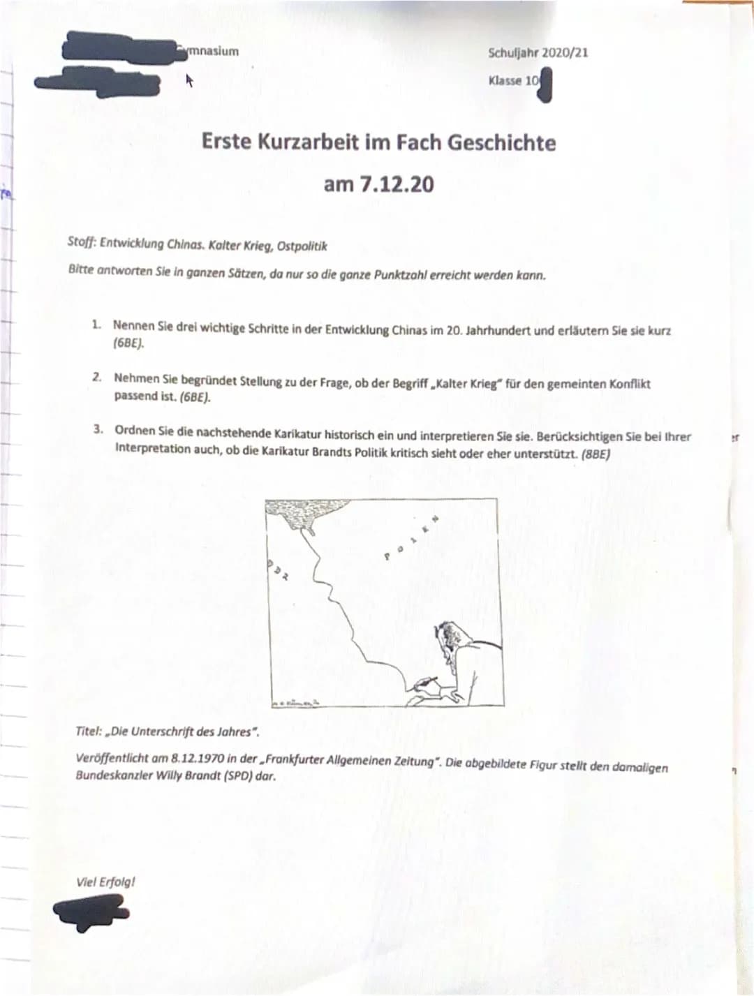 Kalter Krieg; Ostpolitik; Entwicklung Chinas