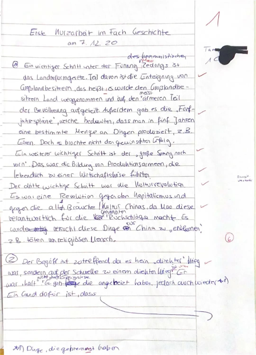 ymnasium
Schuljahr 2020/21
Klasse 10
Erste Kurzarbeit im Fach Geschichte
am 7.12.20
Stoff: Entwicklung Chinas. Kalter Krieg, Ostpolitik
Bitt