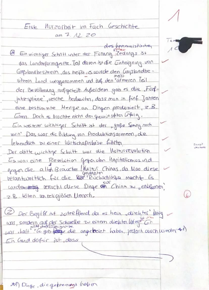 ymnasium
Schuljahr 2020/21
Klasse 10
Erste Kurzarbeit im Fach Geschichte
am 7.12.20
Stoff: Entwicklung Chinas. Kalter Krieg, Ostpolitik
Bitt