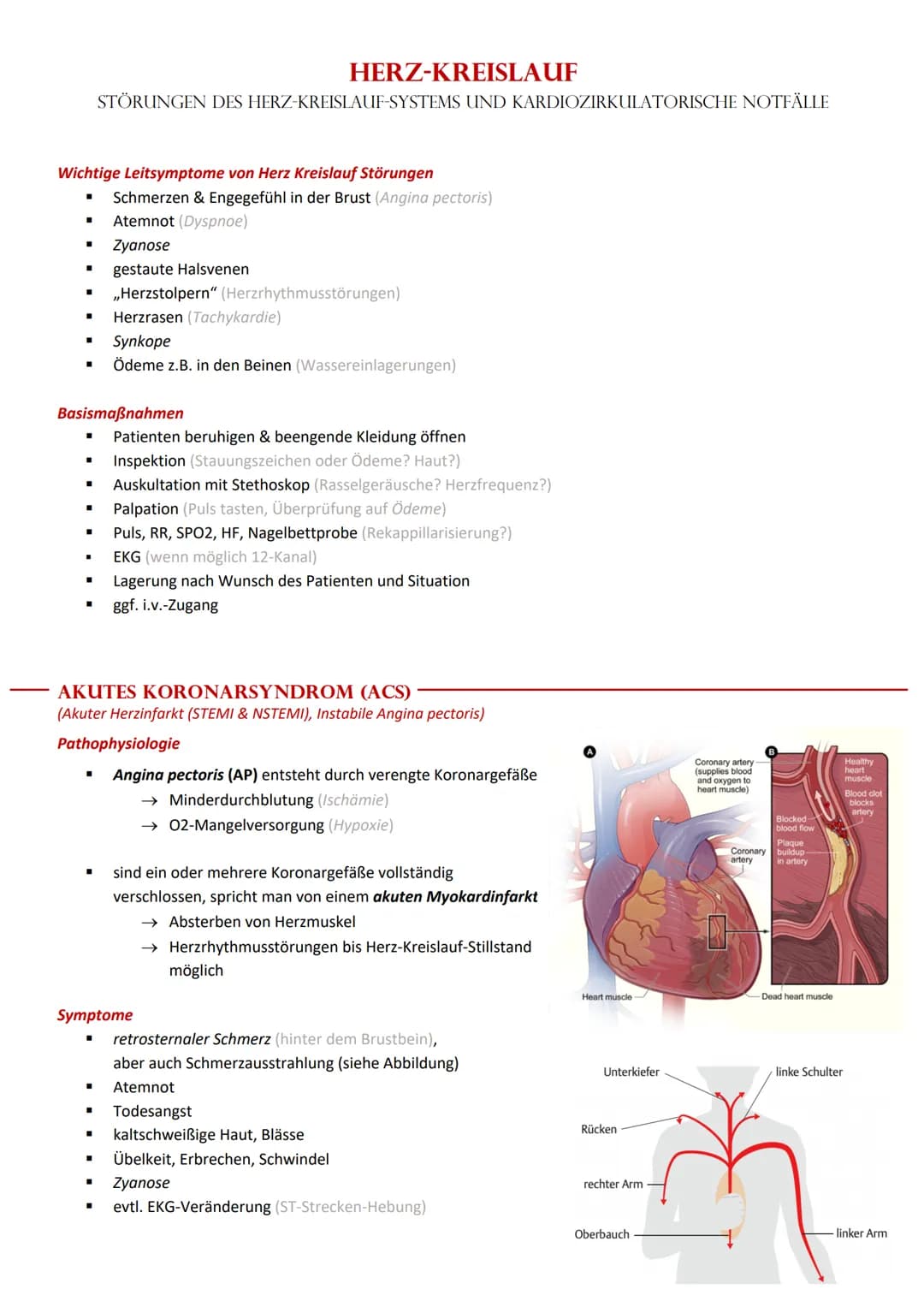 Wichtige Leitsymptome von Herz Kreislauf Störungen
■
Schmerzen & Engegefühl in der Brust (Angina pectoris)
■ Atemnot (Dyspnoe)
"
I
HERZ-KREI