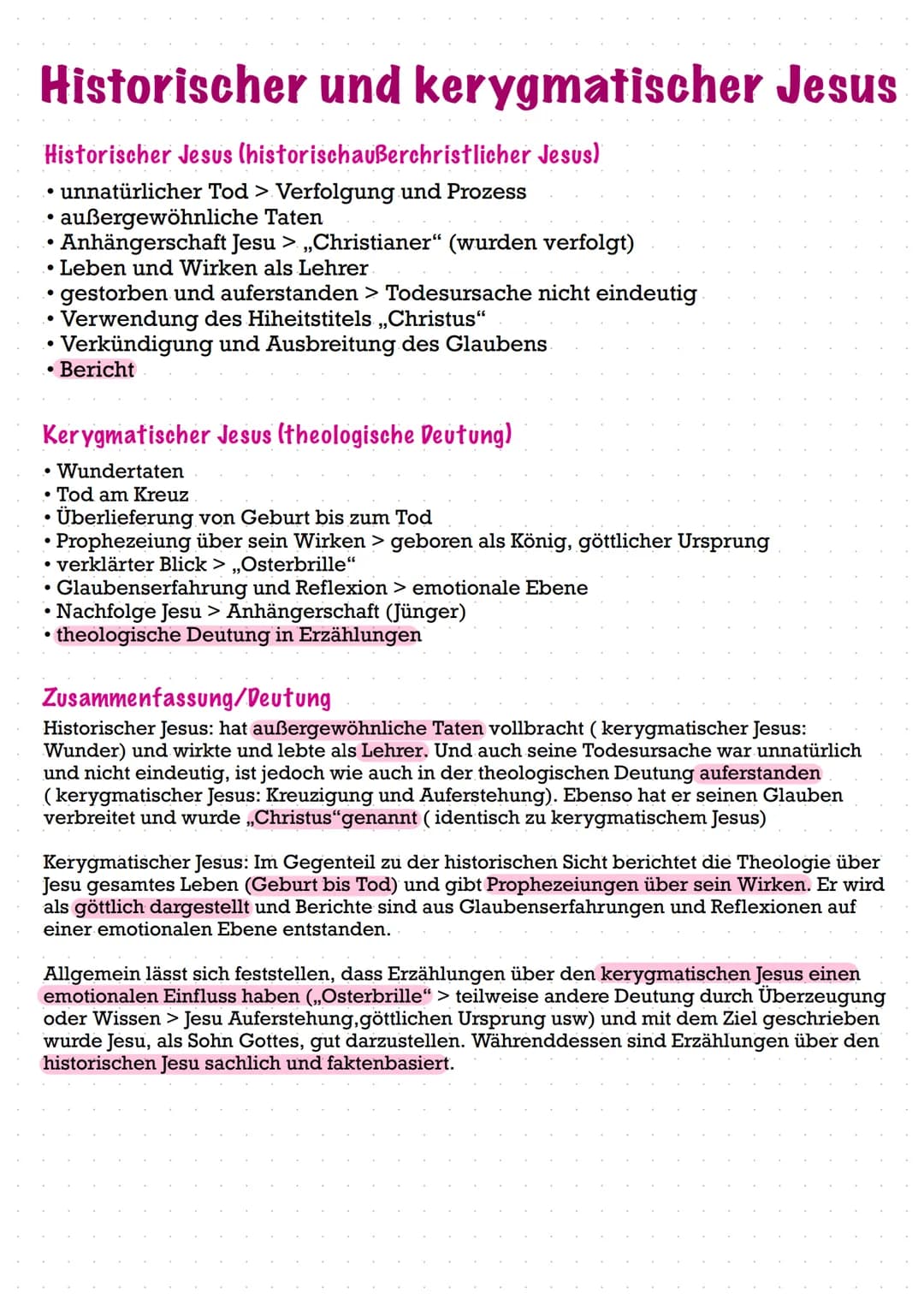 Historischer und kerygmatischer Jesus
Historischer Jesus (historischaußerchristlicher Jesus)
• unnatürlicher Tod > Verfolgung und Prozess
●
