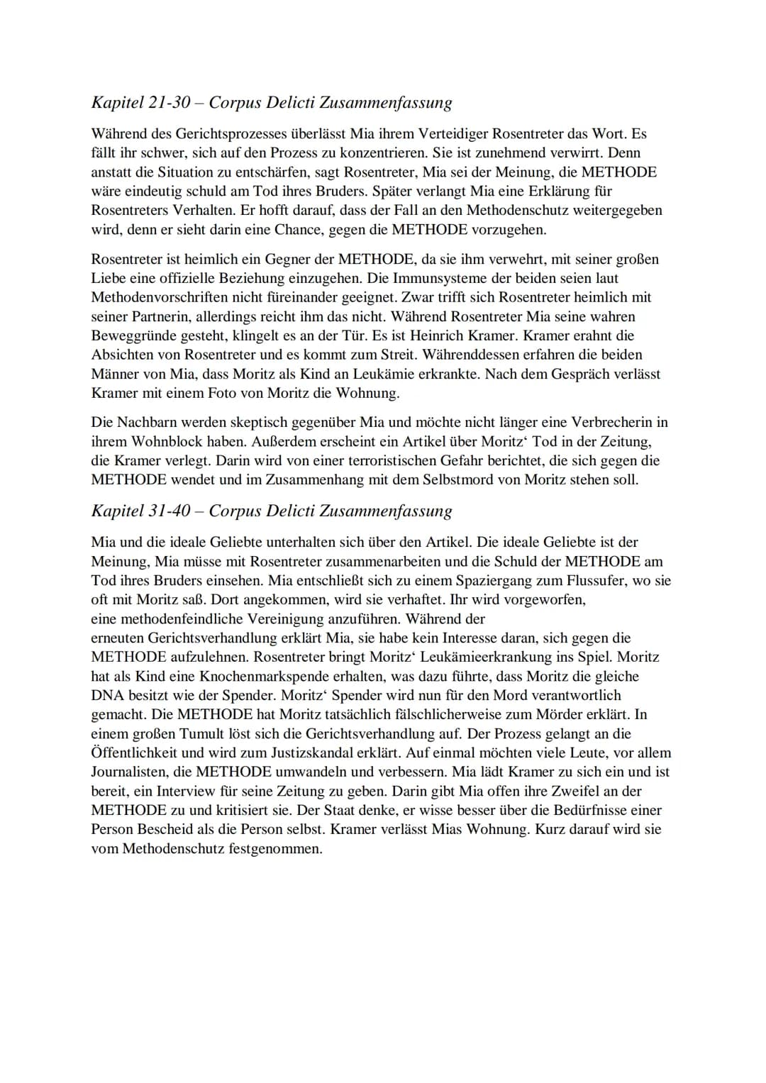 Corpus Delicti - Übersicht
Der Roman ,,Corpus Delicti: Ein Prozess" spielt in einer Gesundheitsdiktatur der Zukunft.
Darunter verstehst du e