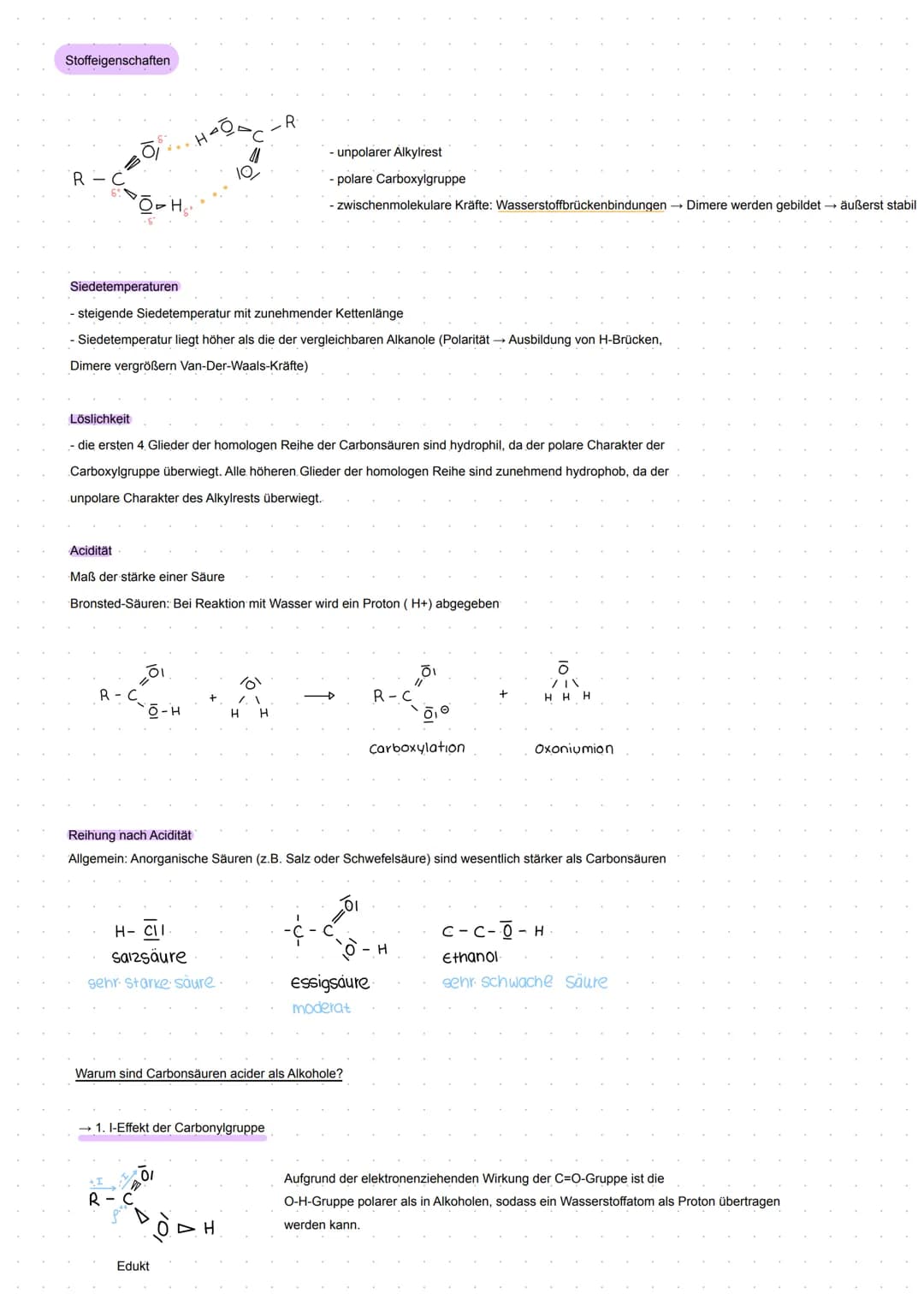 CARBONSÄUREN
R= Rest R
2.B.
Propansaure
-C-C-C₁
O-H
funktionelle Gruppe: Carboxyl - Gruppe
O-H
Halogencarbonsäuren
Hydroxycarbonsäuren
Amino