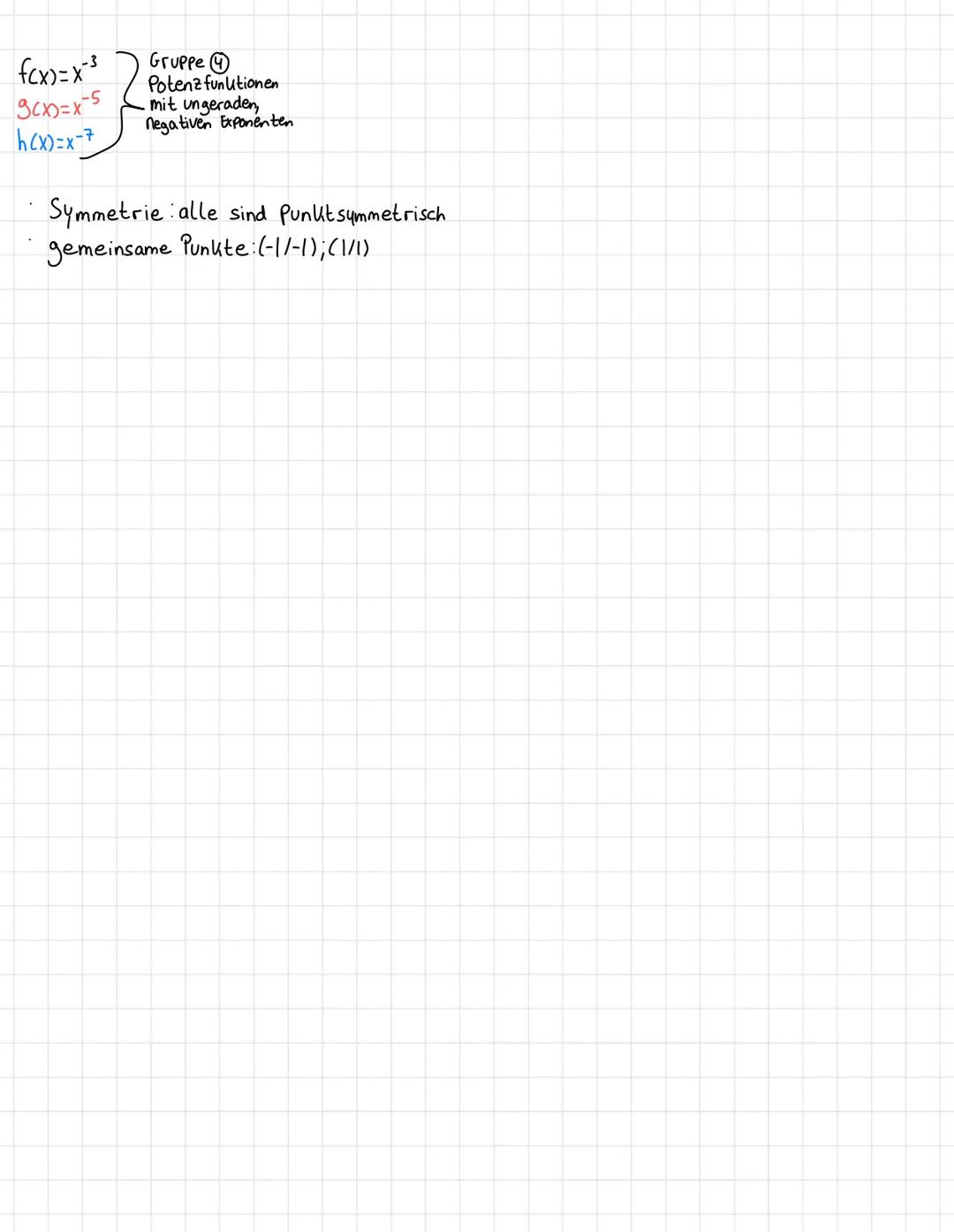 Potenzfunktionen
Potenz be
Exponent
ar Basis

Potenz funktion: f(x)=x^
- Symmetrie ?: Symmetrisch zur Y-Achse
- gemeinsame Punkte ?: (0/0); 