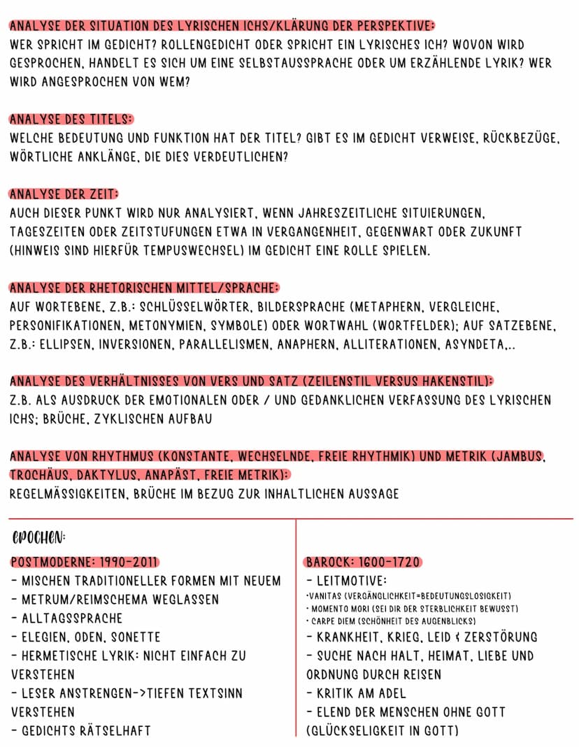 VORARBEIT: 2X LESEN, GEDICHT GLIEDERN, SILBEN MIT X MARKIEREN, HEBUNG ZWEISILBIGER
WÖRTER FINDEN, RESTLICHE HEBUNGEN FINDEN, METRUM BESTIMME