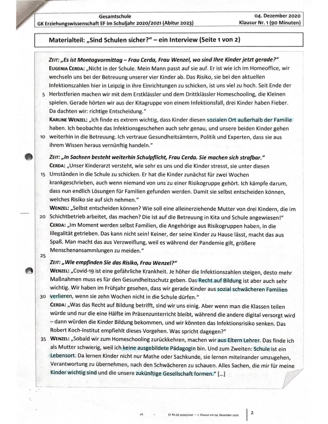 Gesamtschule
GK Erziehungswissenschaft EF im Schuljahr 2020/2021 (Abitur 2023)
20
40
Thema:
20
Kulturanthropologie, Sozialisation, Personali
