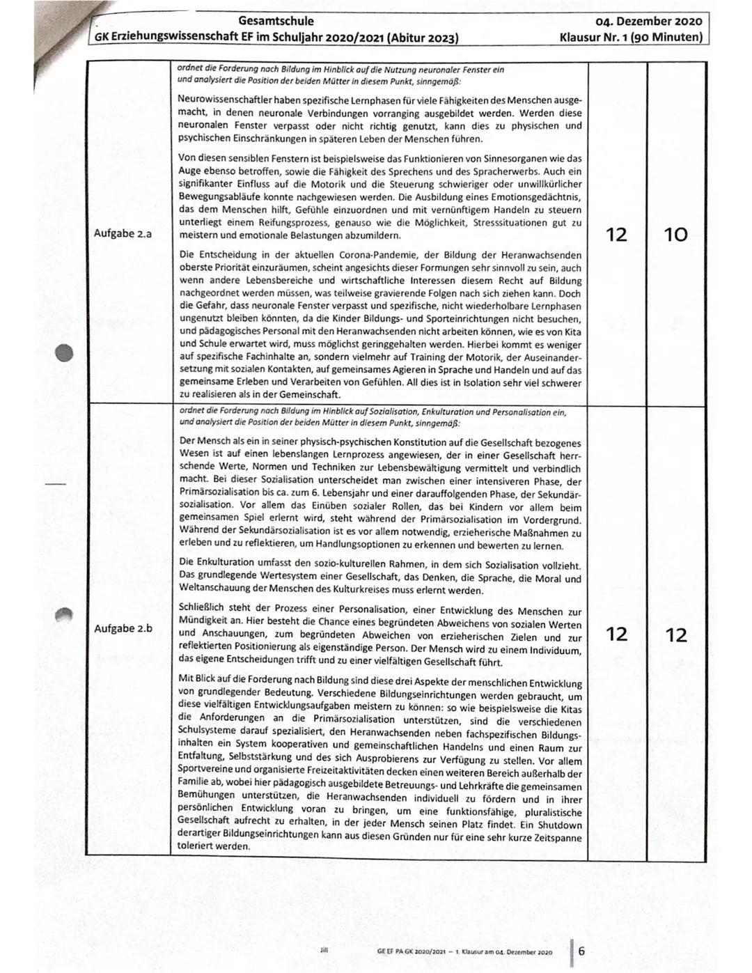 Gesamtschule
GK Erziehungswissenschaft EF im Schuljahr 2020/2021 (Abitur 2023)
20
40
Thema:
20
Kulturanthropologie, Sozialisation, Personali